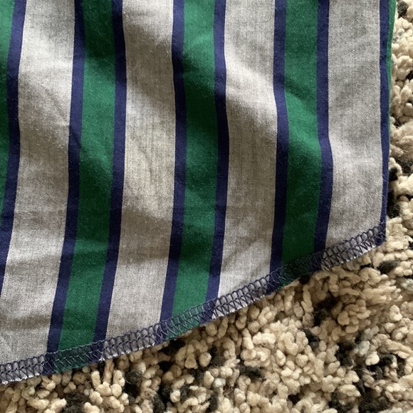 Vintage Wrangler Long Tail Mens Snap Button Western Grey Green Blue Stripe Shirt - Picture 13 of 13